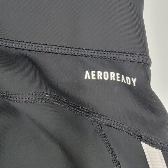 Adidas Aeroready Black White Athletic Stretch Pants 3 Stripes on Sides Size M - Picture 7 of 12